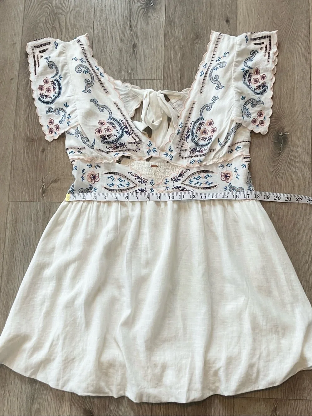 Free People Rambling Roads Embroidered Cutout Mini Dress Size Large NWT
